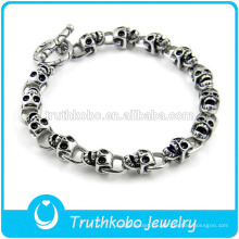 TKB-JB0099 Las pulseras y brazaletes de acero inoxidable 316L de cadena de calavera de plata punk de mayor venta para jóvenes